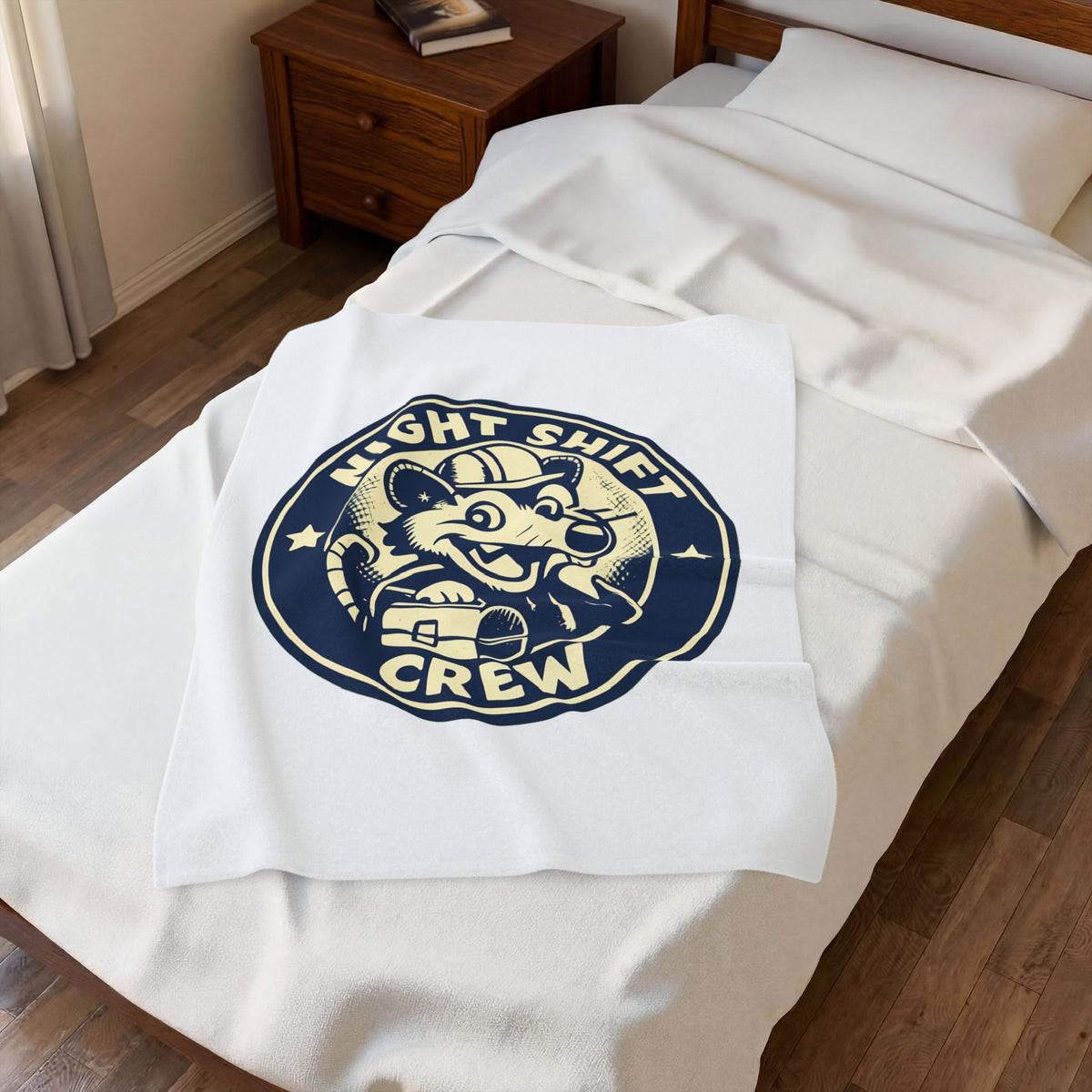 Night Shift Crew Funny Retro Possum Night Shift Worker Throw Blanket