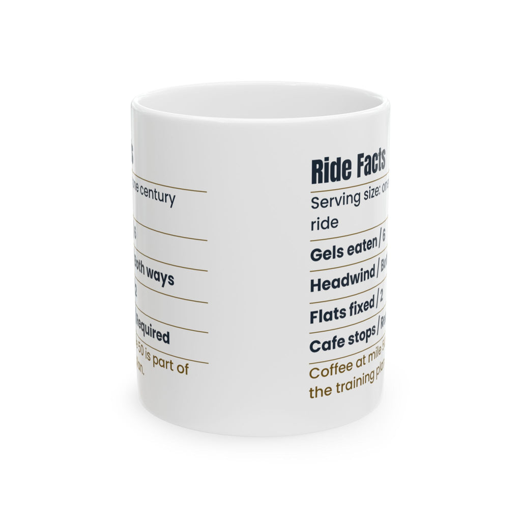 Funny Cycling Coffee Mug Ride Facts Label For Cyclists