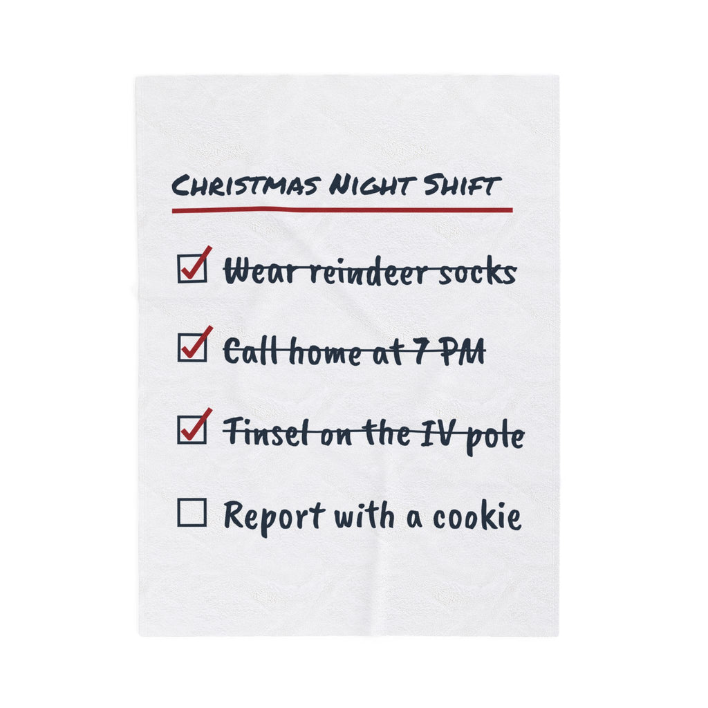 Funny Christmas Nurse Throw Blanket Christmas Night Shift Checklist
