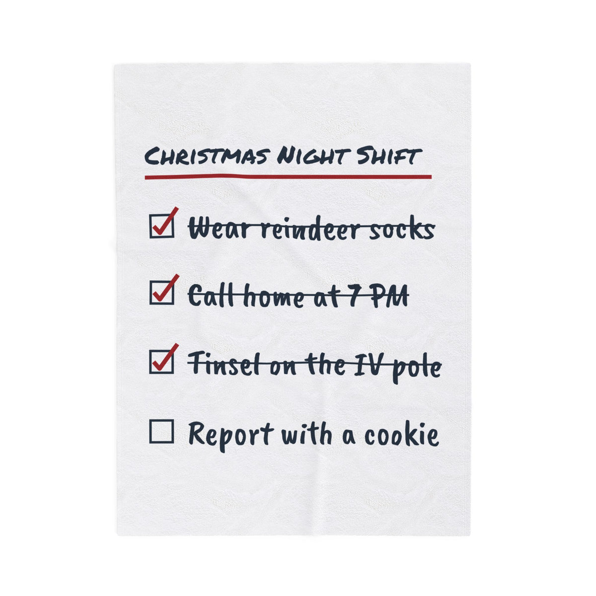 Funny Christmas Nurse Throw Blanket Christmas Night Shift Checklist