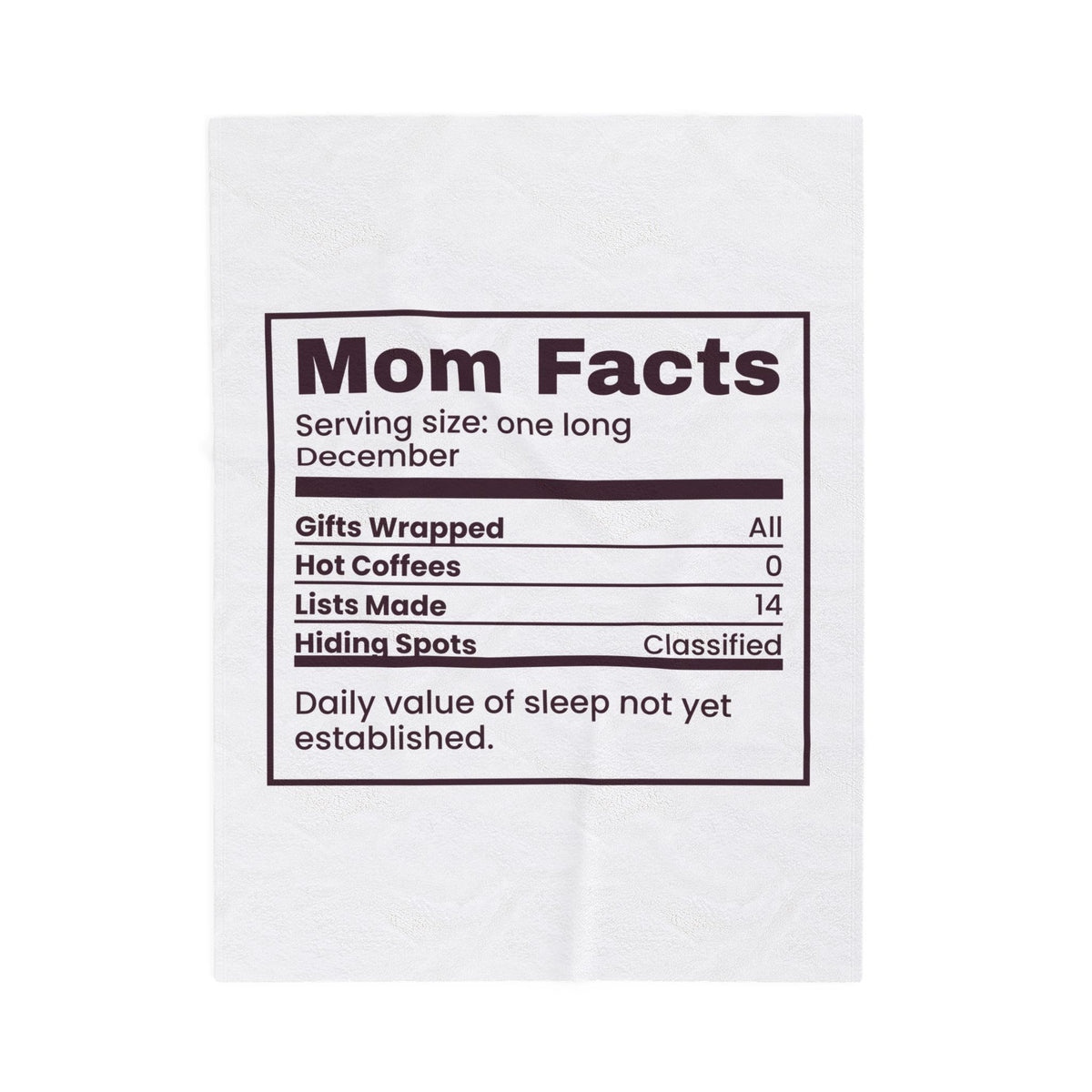 Funny Mom Christmas Throw Blanket Mom Facts Nutrition Label