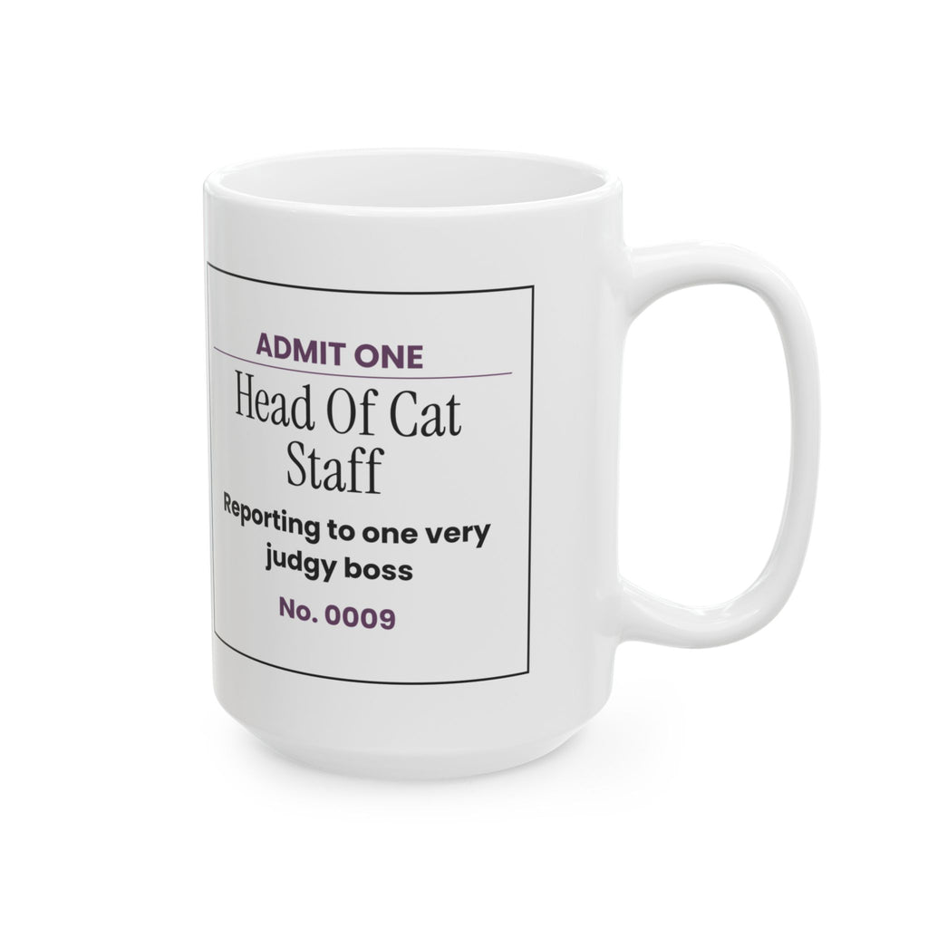Head Of Cat Staff Ticket Coffee Mug For Cat Moms