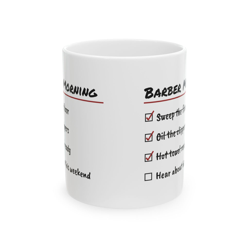 Barber Coffee Mug Clippers Oiled Coffee Poured Morning Checklist