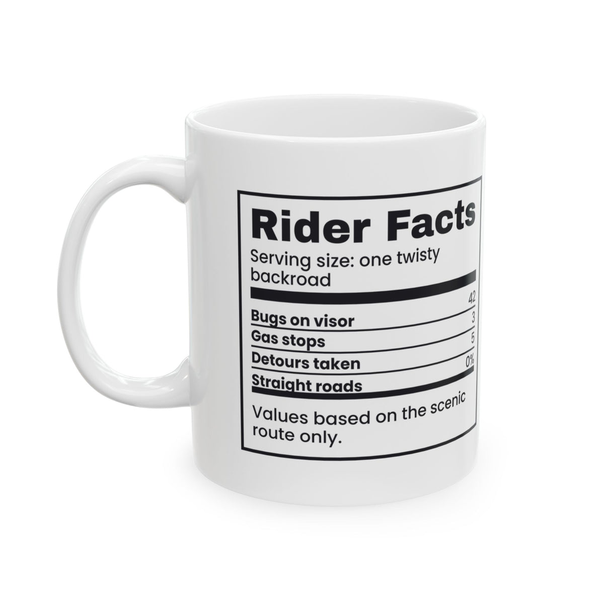 Rider Facts Motorcycle Coffee Mug Zero Percent Straight Roads