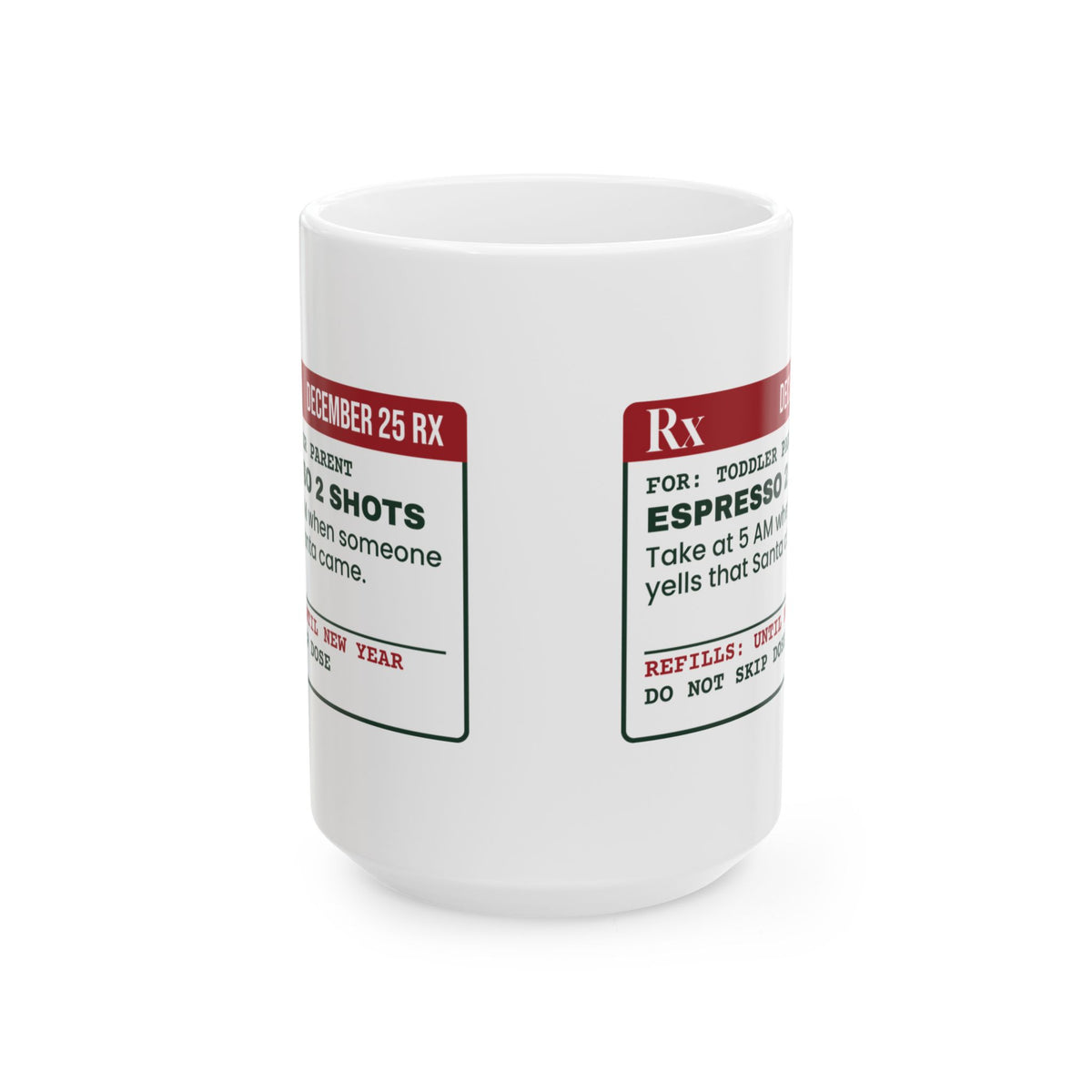 Funny Christmas Coffee Mug Espresso 2 Shots For Parents Of Toddlers