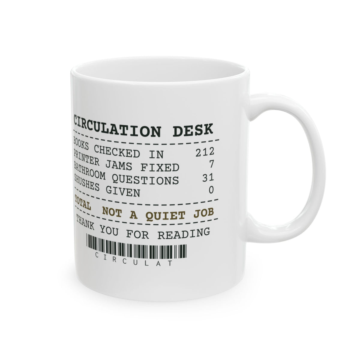 Funny Librarian Mug Circulation Desk Receipt Printer Jams Fixed