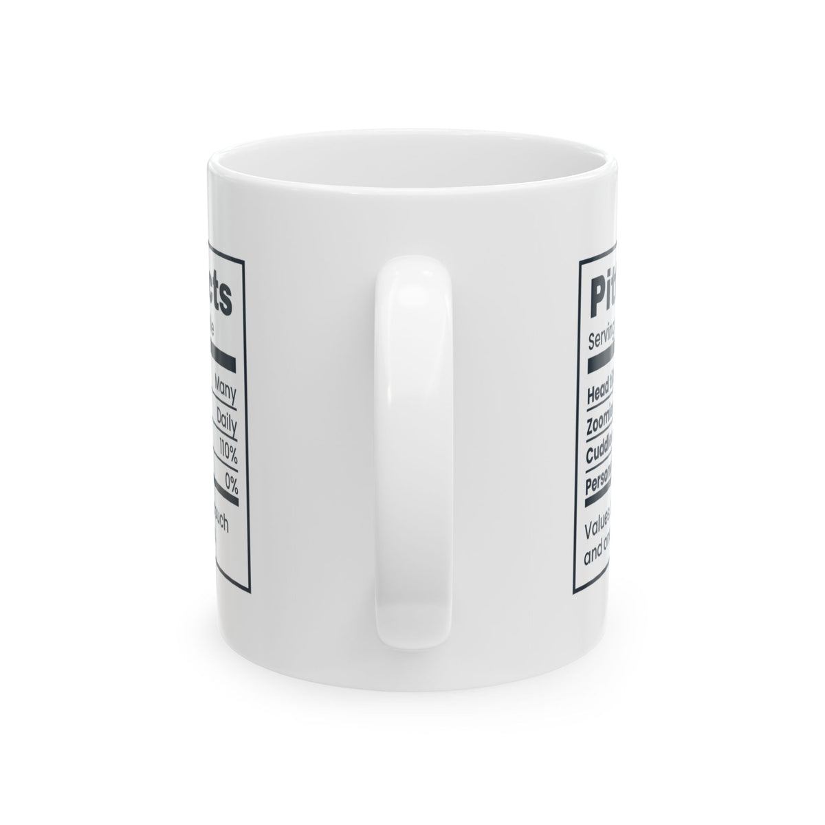 Funny Pit Bull Coffee Mug Pittie Facts Nutrition Label For Owners