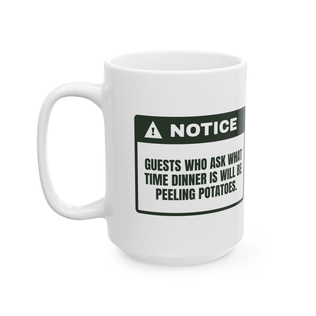 Funny Christmas Host Coffee Mug Ask When Dinner Is Peel Potatoes