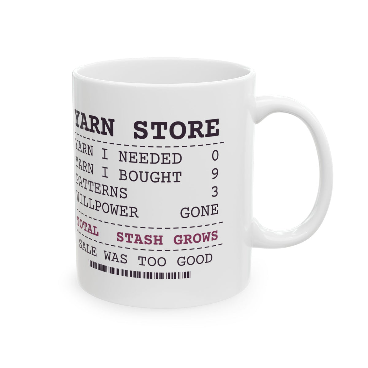 Funny Knitting Coffee Mug Yarn Needed 0 Yarn Bought 9 Receipt