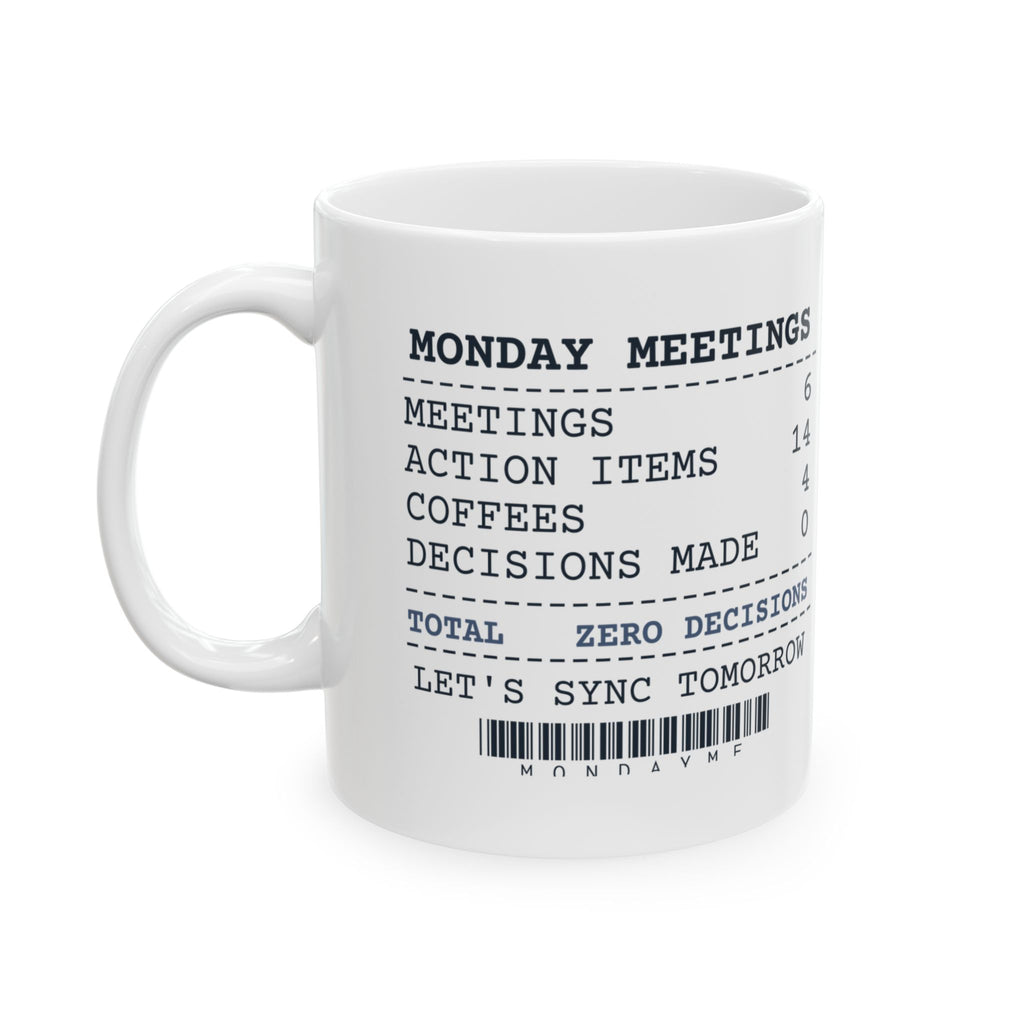 Funny Office Coffee Mug Six Meetings Zero Decisions Receipt
