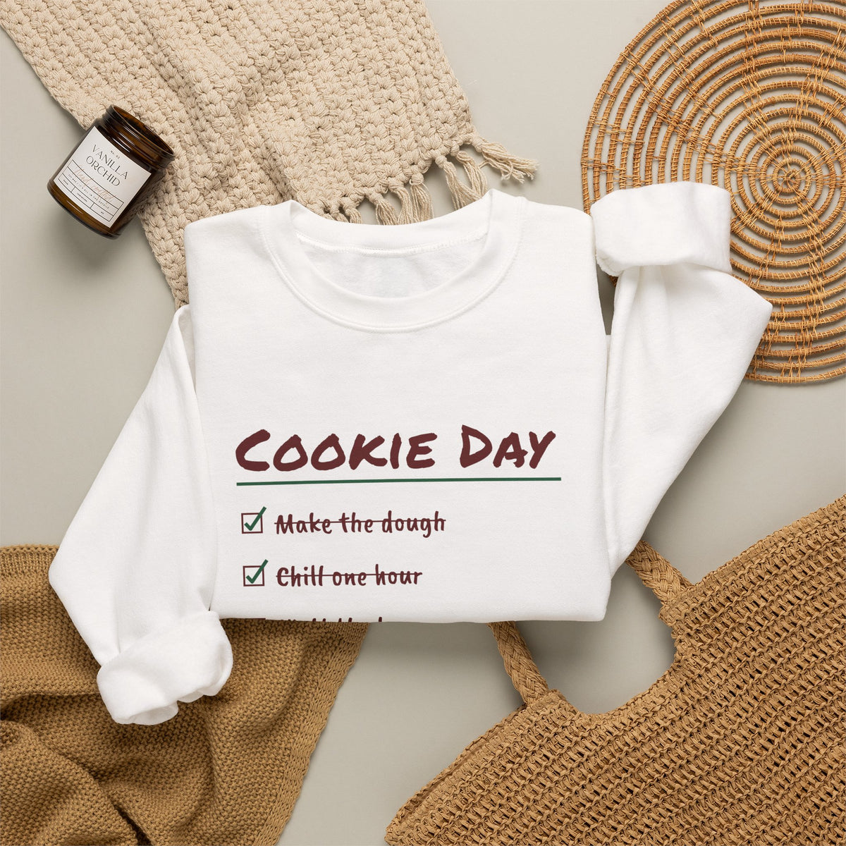Funny Christmas Baking Sweatshirt Chill One Hour Eat Dough Instead