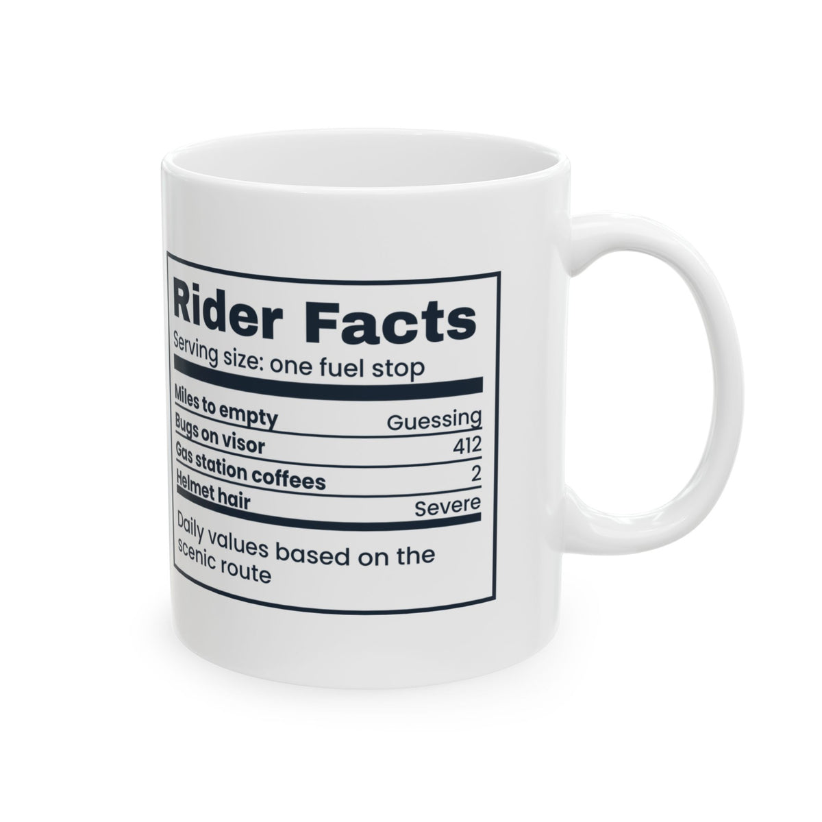 Funny Biker Mug Rider Facts Nutrition Label For Motorcyclists