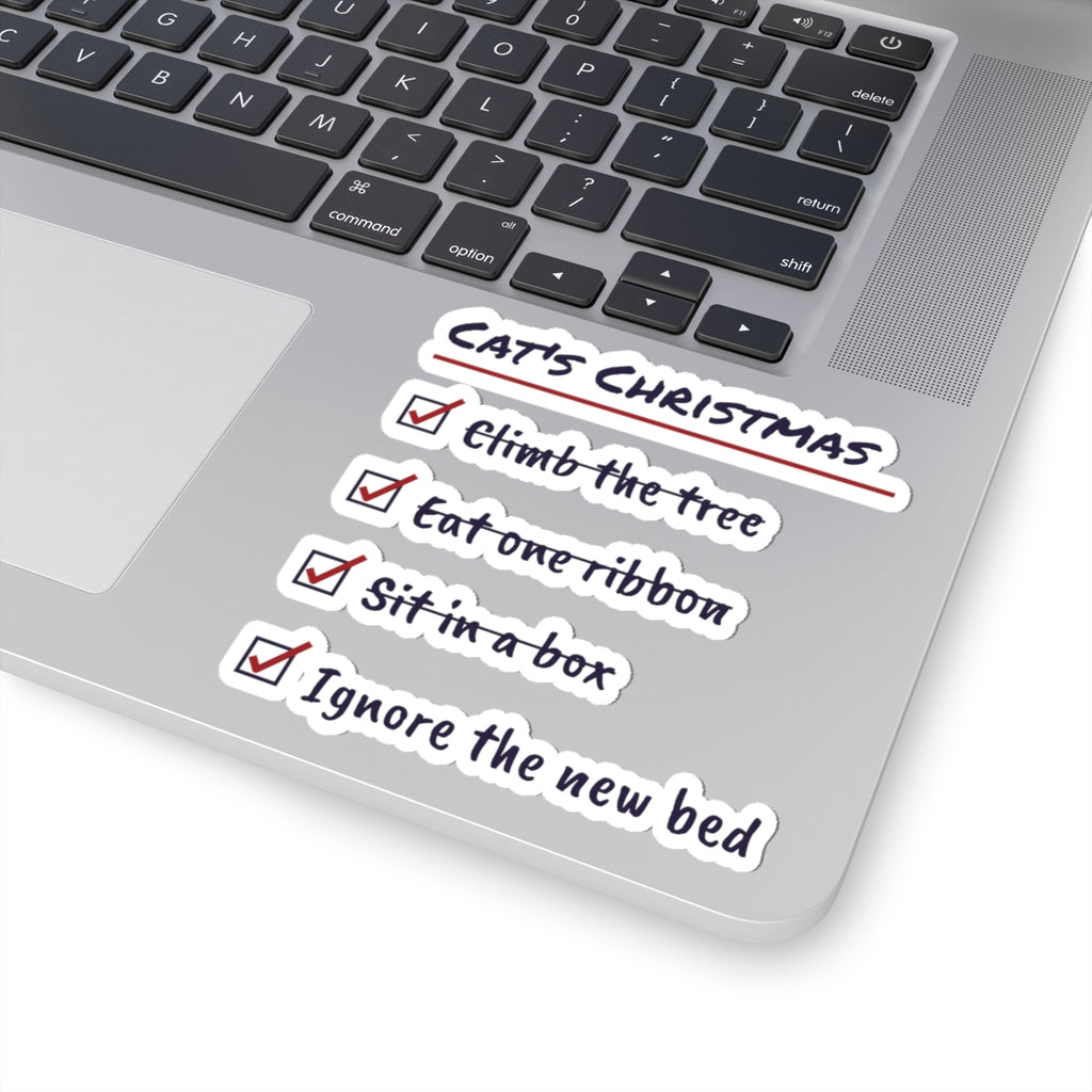 Funny Christmas Cat Sticker Cat's Christmas Checklist