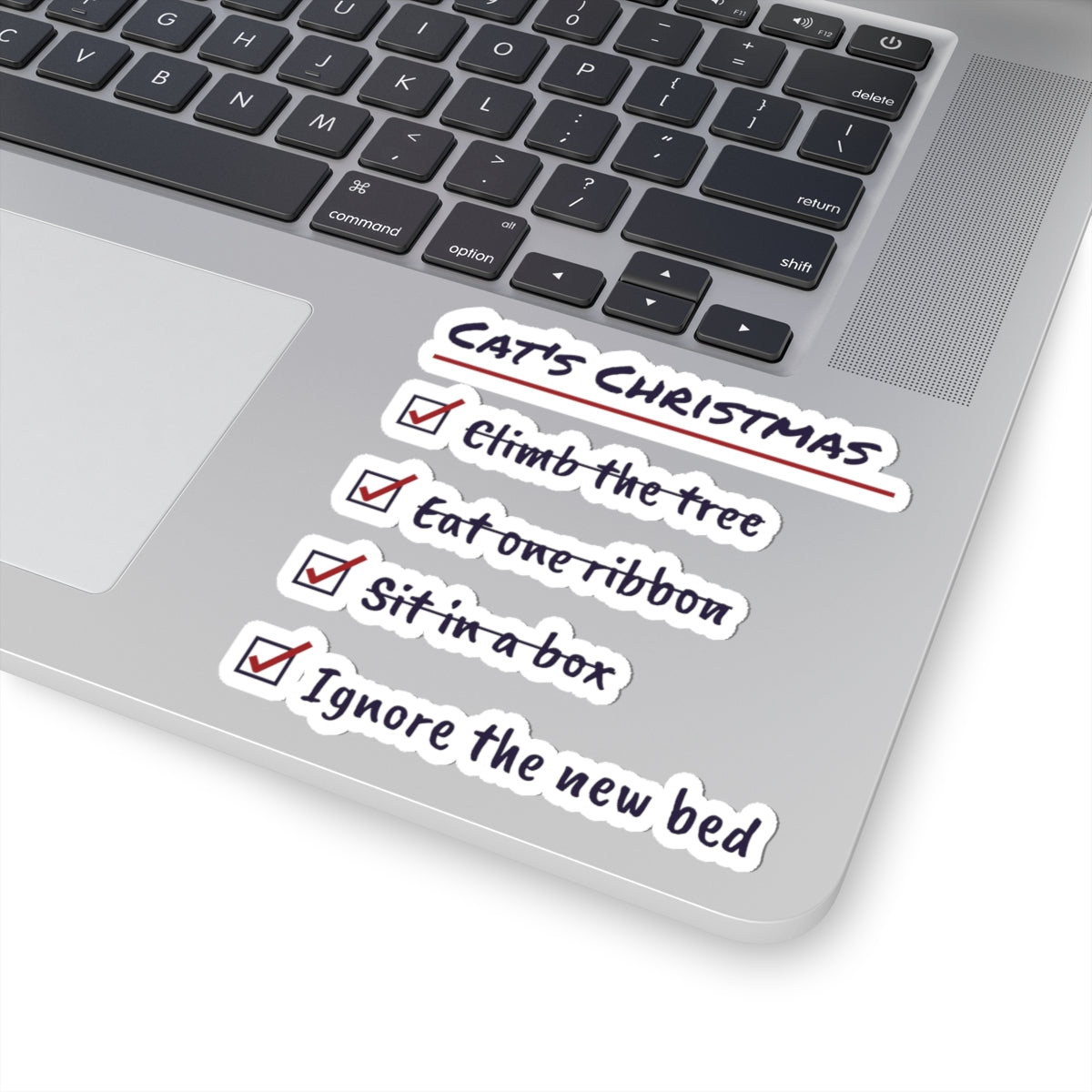 Funny Christmas Cat Sticker Cat's Christmas Checklist