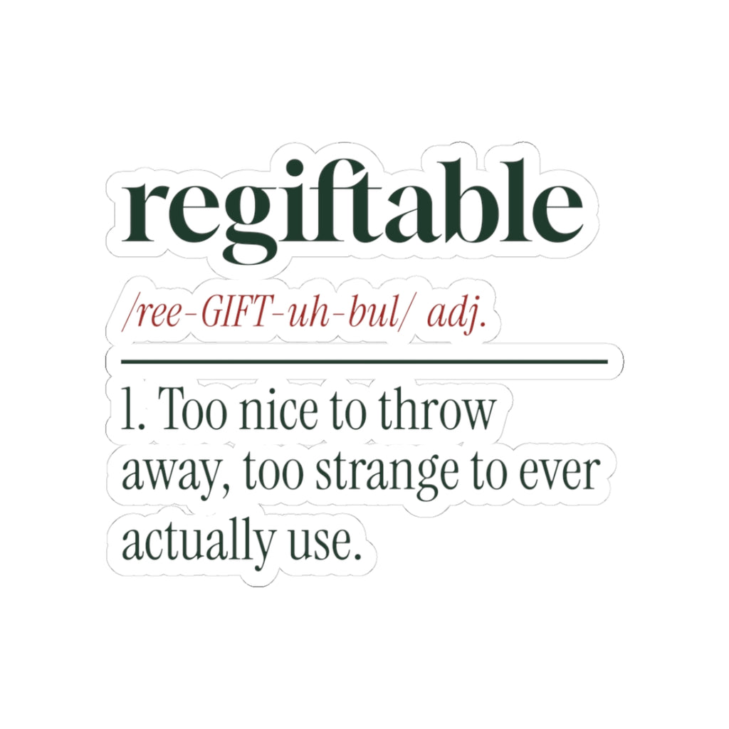Funny White Elephant Sticker Regiftable Definition For Gift Swaps