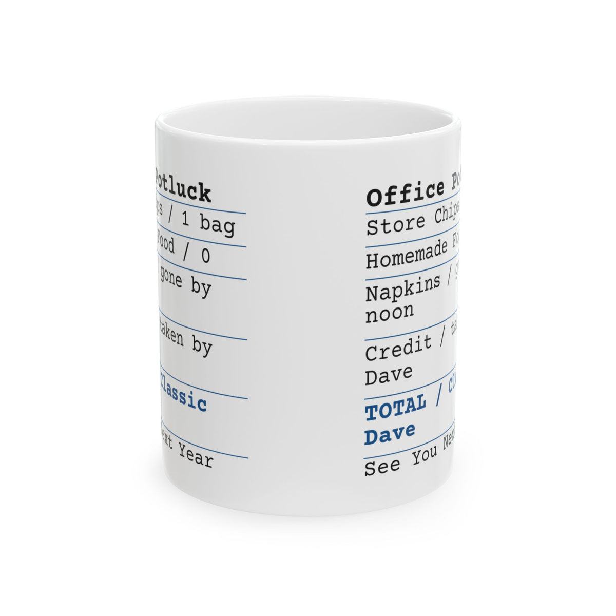 Funny Office Potluck Receipt Coffee Mug Cookout For Coworker