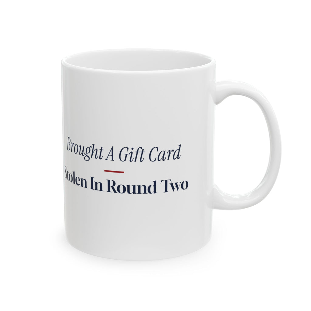 Funny White Elephant Coffee Mug Brought A Gift Card Stolen In Round Two