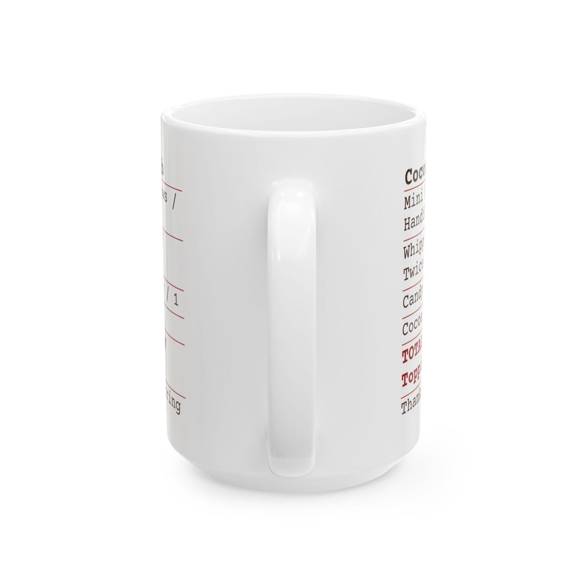 Hot Cocoa Coffee Mug Cocoa Bar Tab Receipt Mostly Toppings For Cocoa Lovers