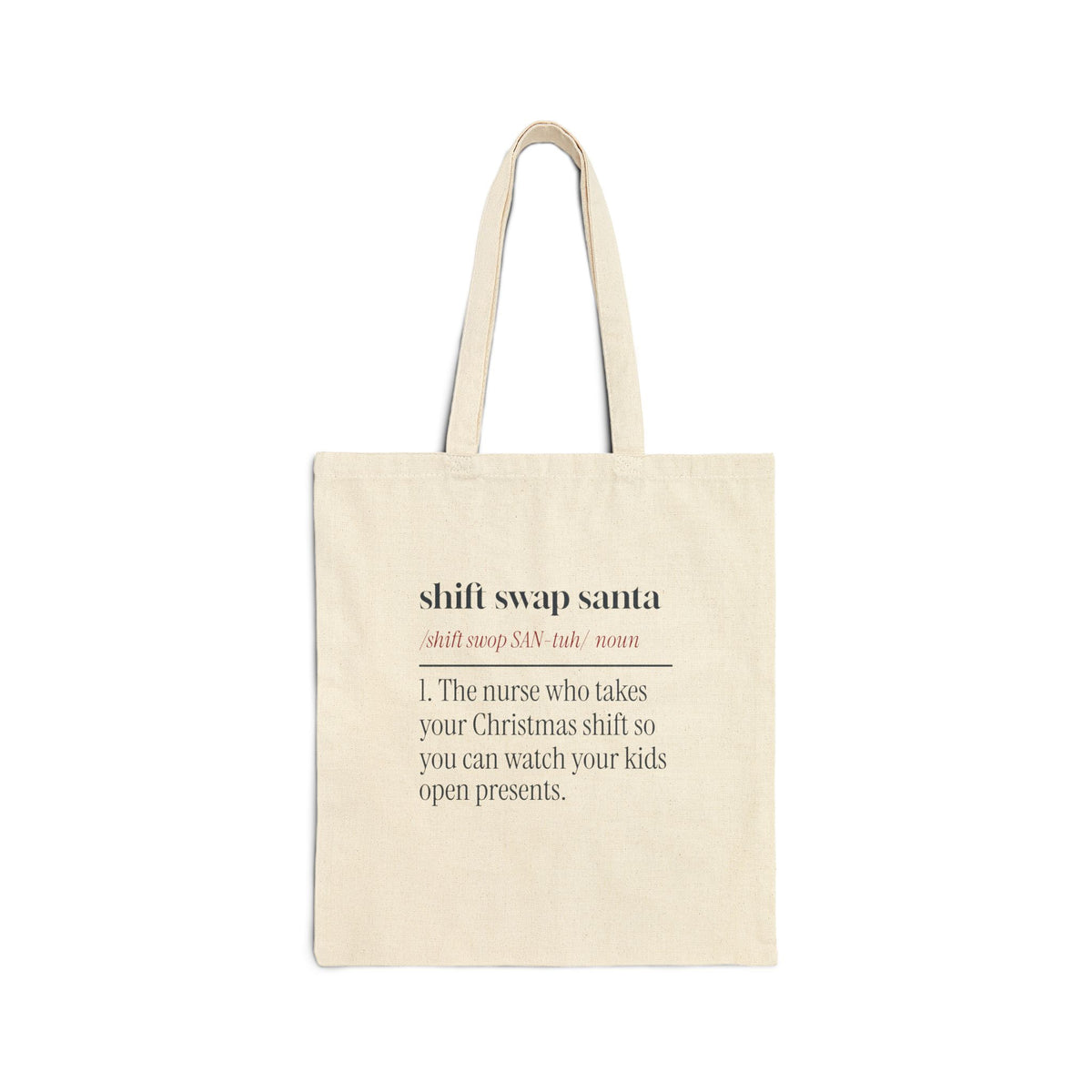 Funny Christmas Nurse Tote Bag Shift Swap Santa Dictionary Definition
