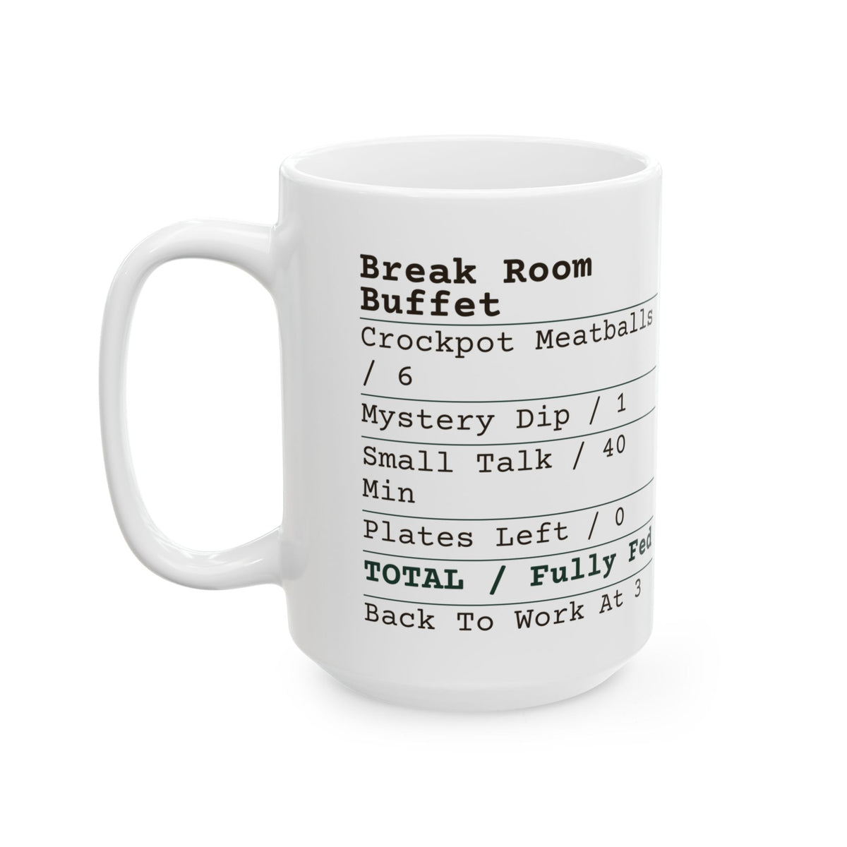 Funny Christmas Coffee Mug Break Room Buffet Receipt For Coworkers