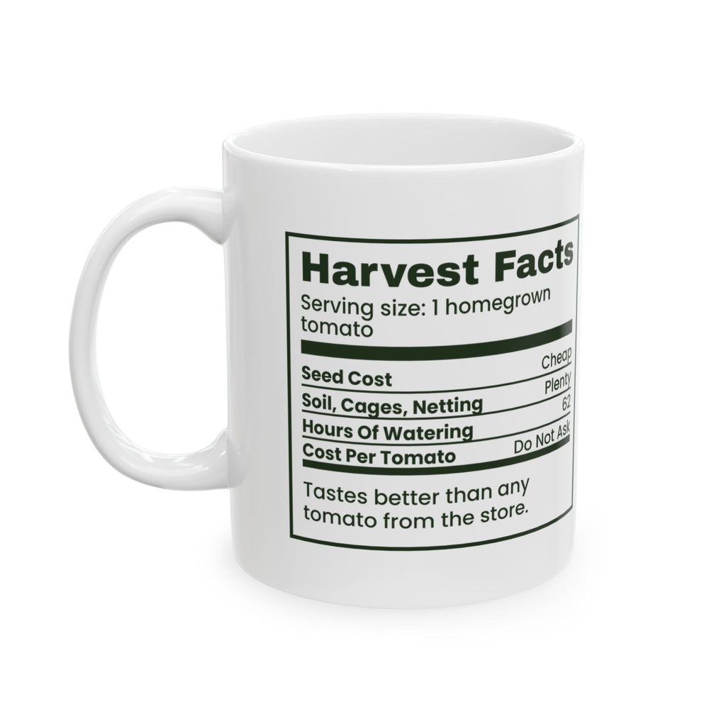 Funny Gardening Coffee Mug Harvest Facts Nutrition Label For Gardeners