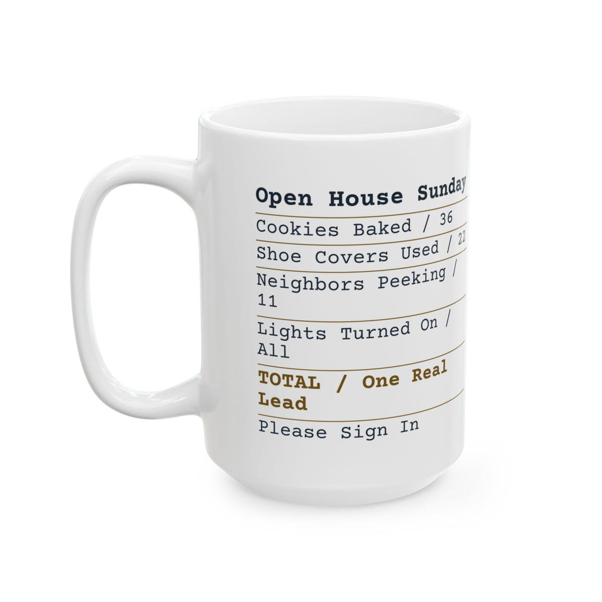 Funny Realtor Coffee Mug Open House Sunday Receipt For Agents