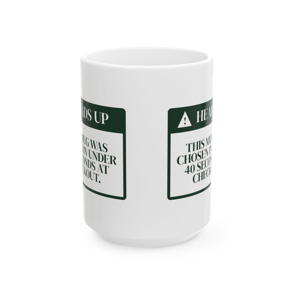 Funny White Elephant Coffee Mug Chosen In 40 Seconds Warning Label
