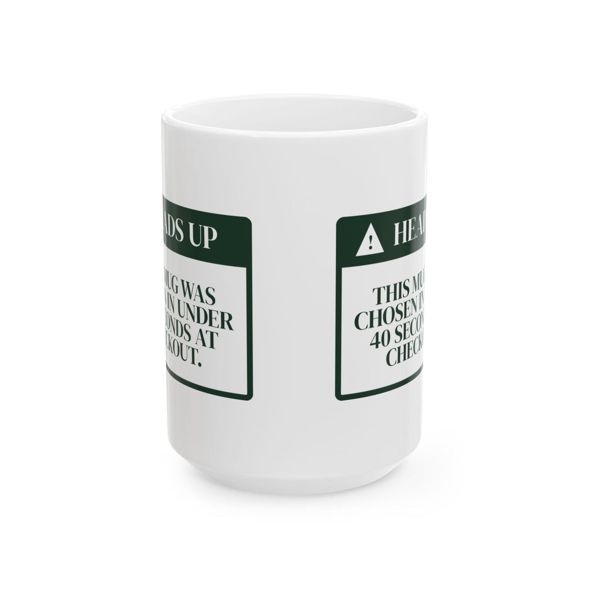 Funny White Elephant Coffee Mug Chosen In 40 Seconds Warning Label