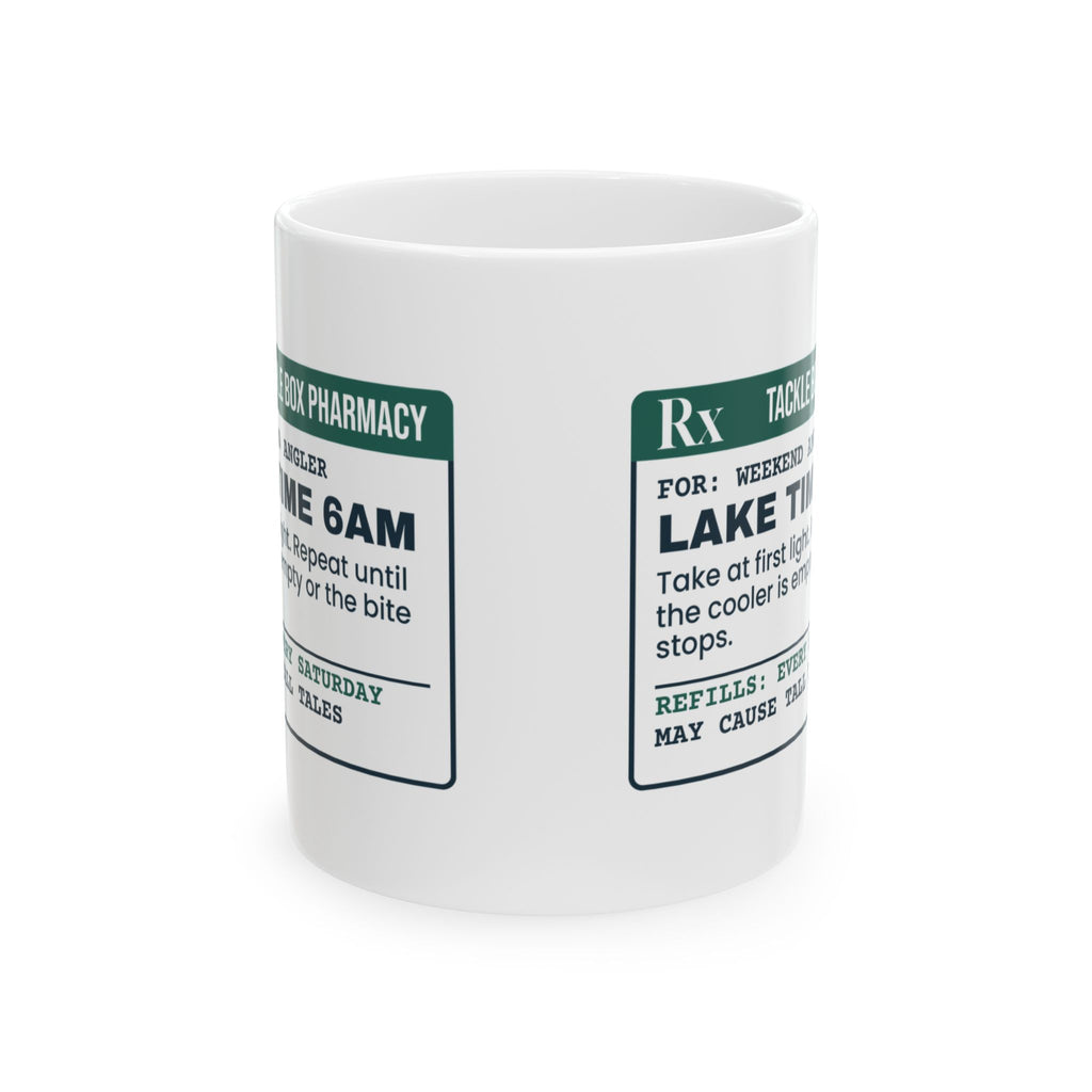 Funny Fishing Coffee Mug Lake Time Prescription Label For Fishermen
