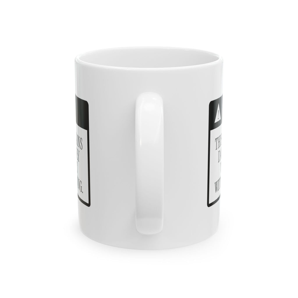 Funny Dad Joke Caution Label Coffee Mug For Dad