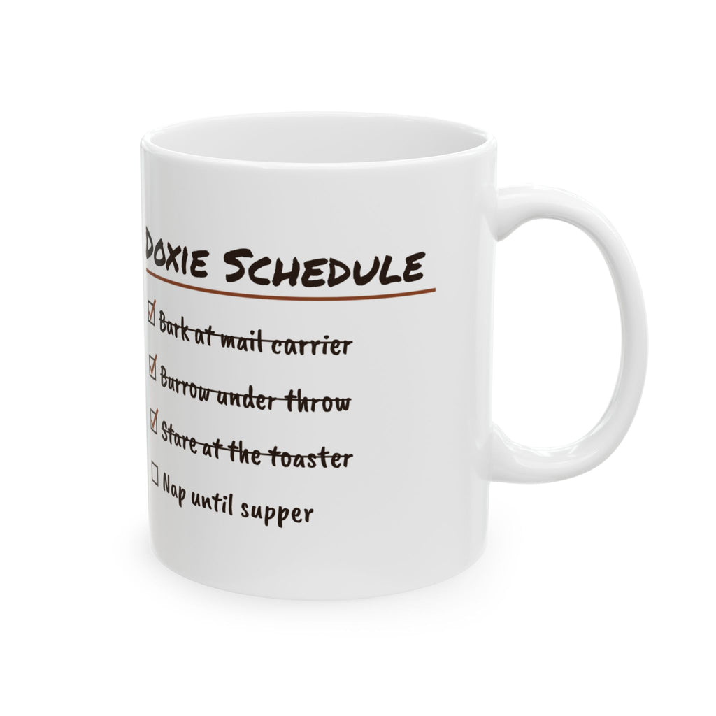 Funny Dachshund Mug Doxie Schedule Bark Burrow Nap Checklist