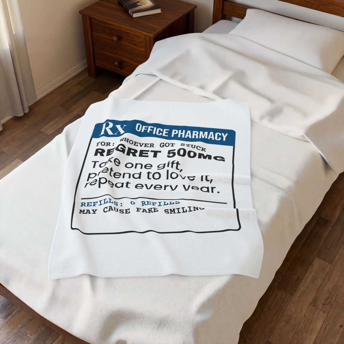 Funny White Elephant Throw Blanket Regret 500mg Prescription Gag Gift