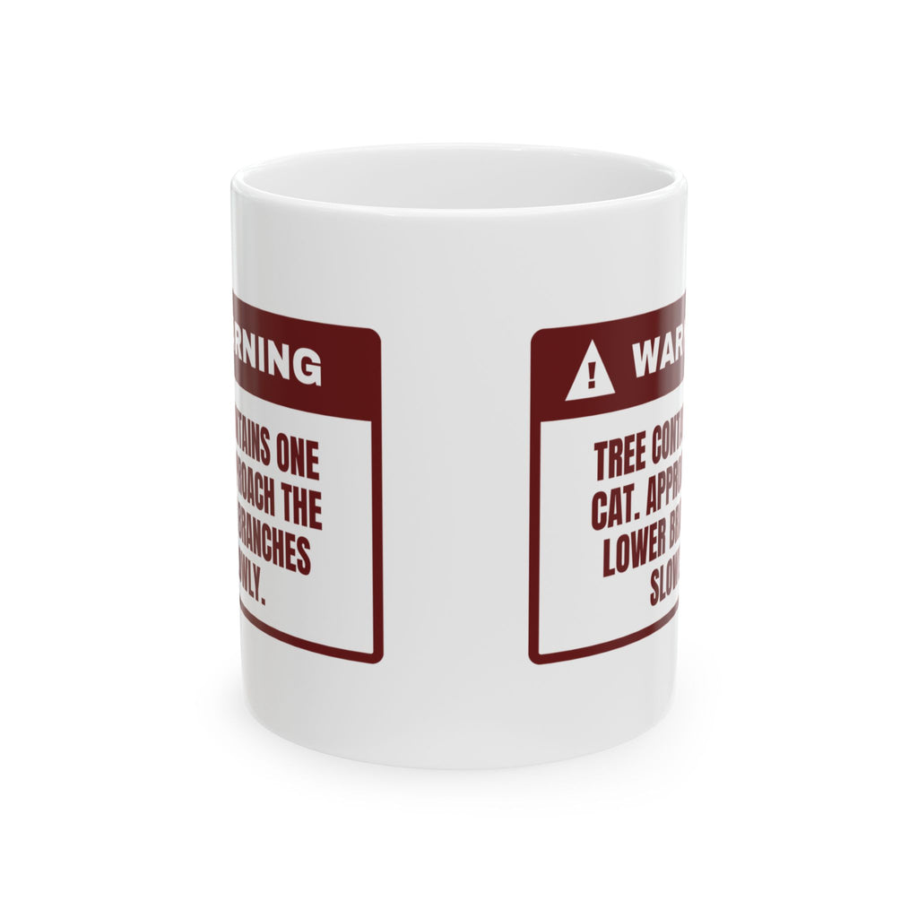 Funny Christmas Cat Coffee Mug Approach Lower Branches Slowly Warning