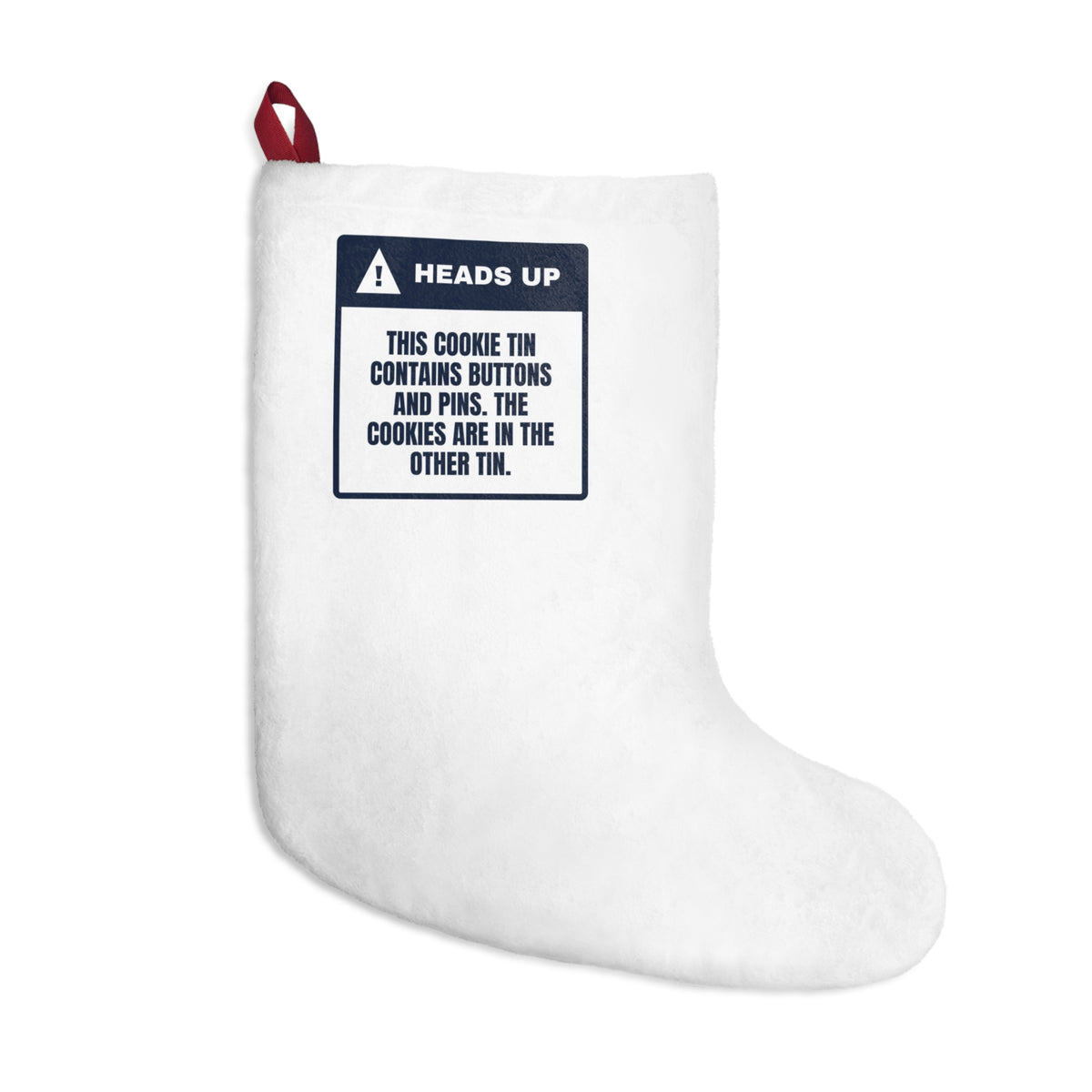 Funny Christmas Stocking Cookie Tin Buttons And Pins Inside