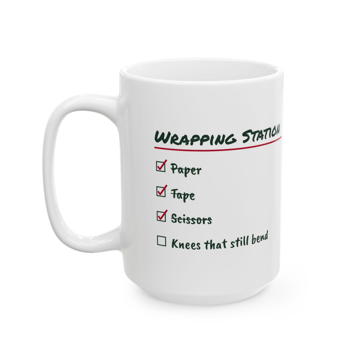 Funny Gift Wrapping Christmas Coffee Mug Wrapping Station Checklist