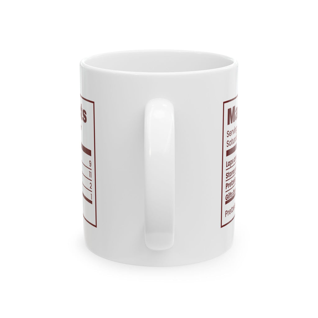 Funny Christmas Shopping Coffee Mug Mall Facts Nutrition Label