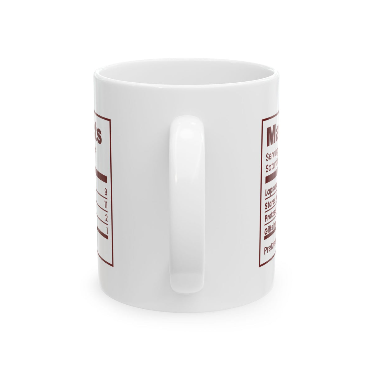 Funny Christmas Shopping Coffee Mug Mall Facts Nutrition Label