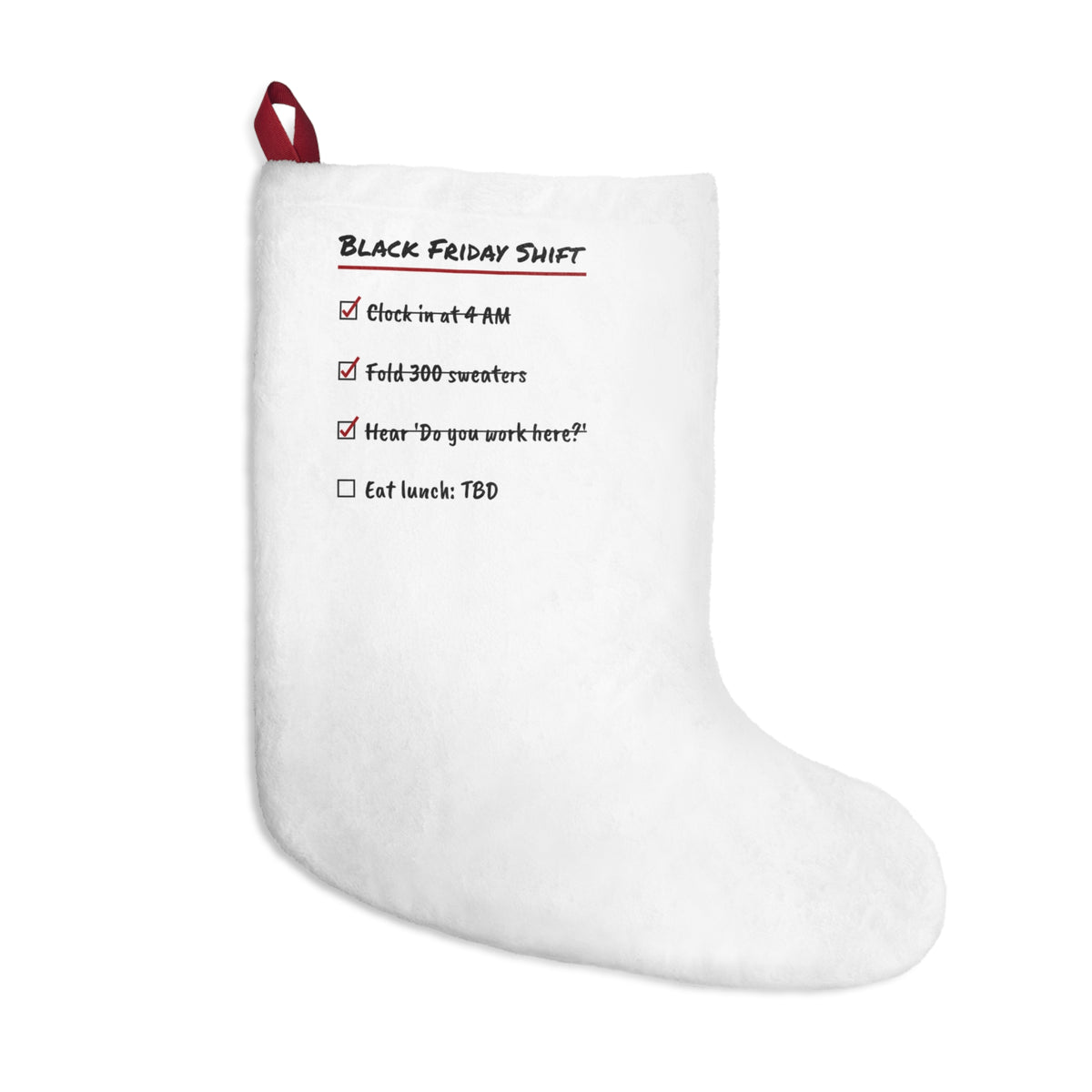 Funny Christmas Retail Christmas Stocking Black Friday Shift Checklist