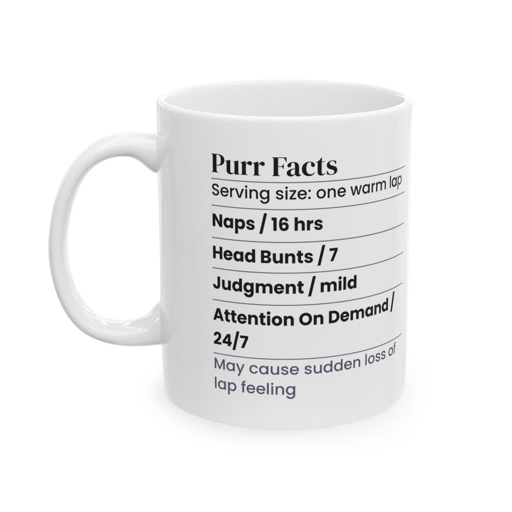 Funny Cat Coffee Mug Purr Facts Label For Cat Lovers
