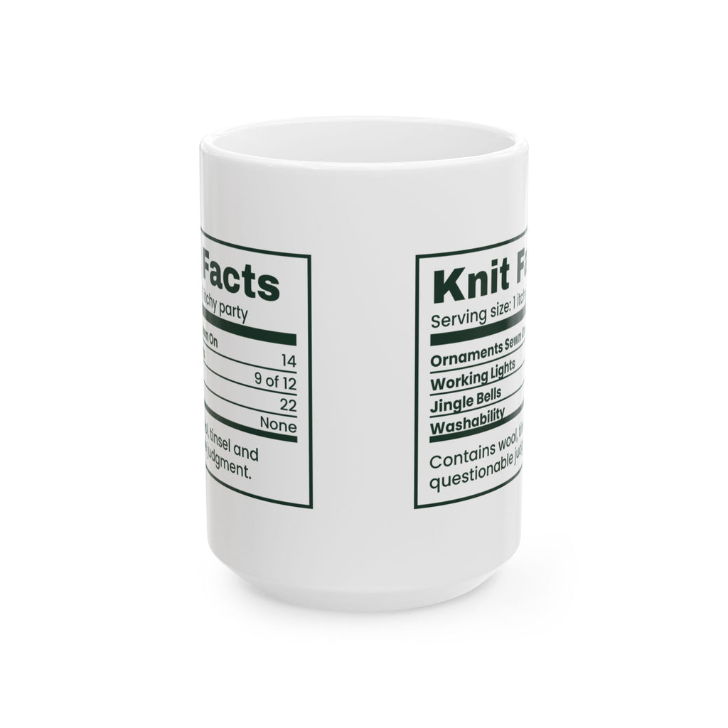 Funny Christmas Coffee Mug Knit Facts Ugly Sweater Nutrition Label