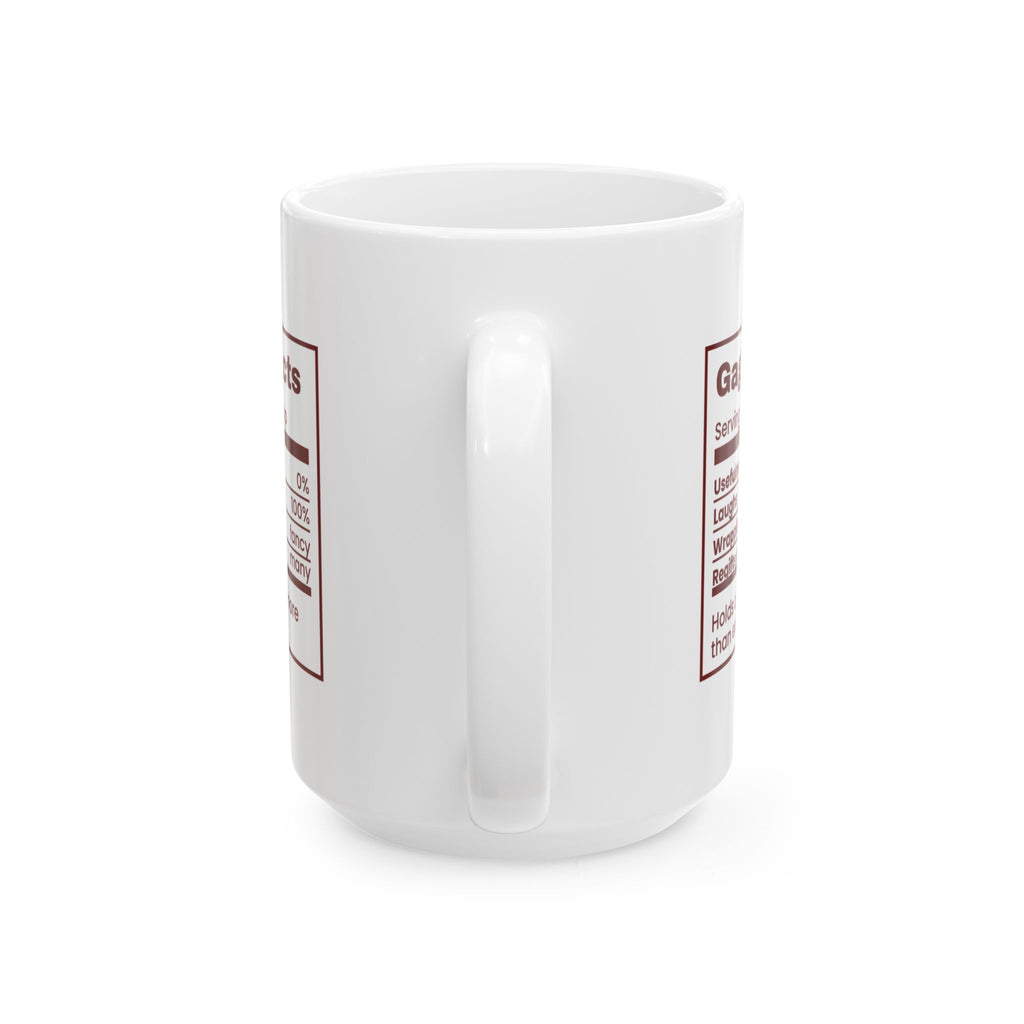 Funny White Elephant Coffee Mug Gag Gift Facts Nutrition Label