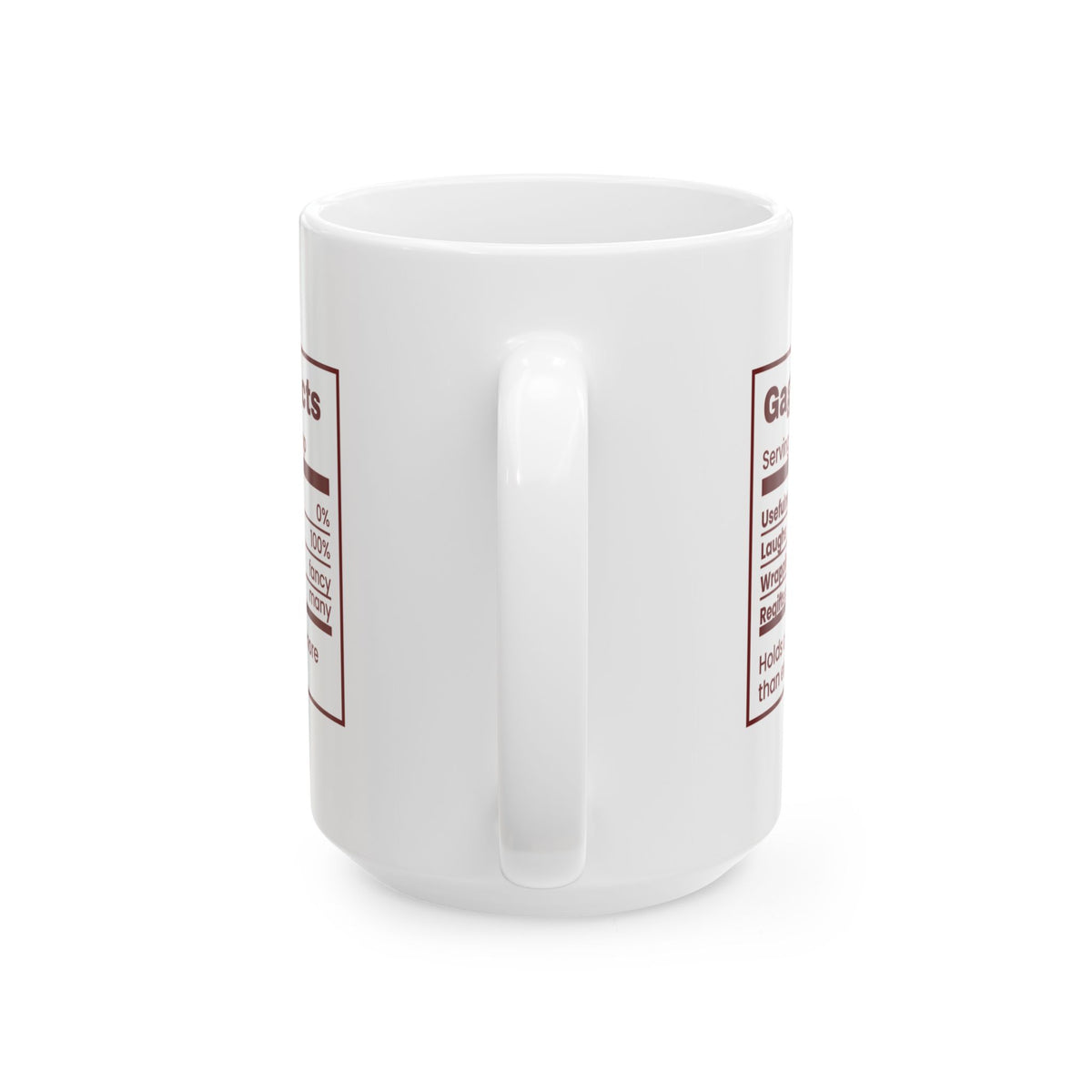 Funny White Elephant Coffee Mug Gag Gift Facts Nutrition Label