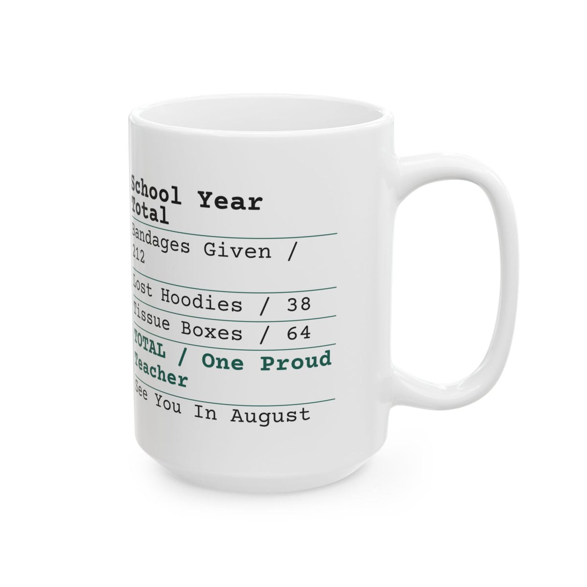 Funny Teacher Coffee Mug School Year Receipt One Proud Teacher