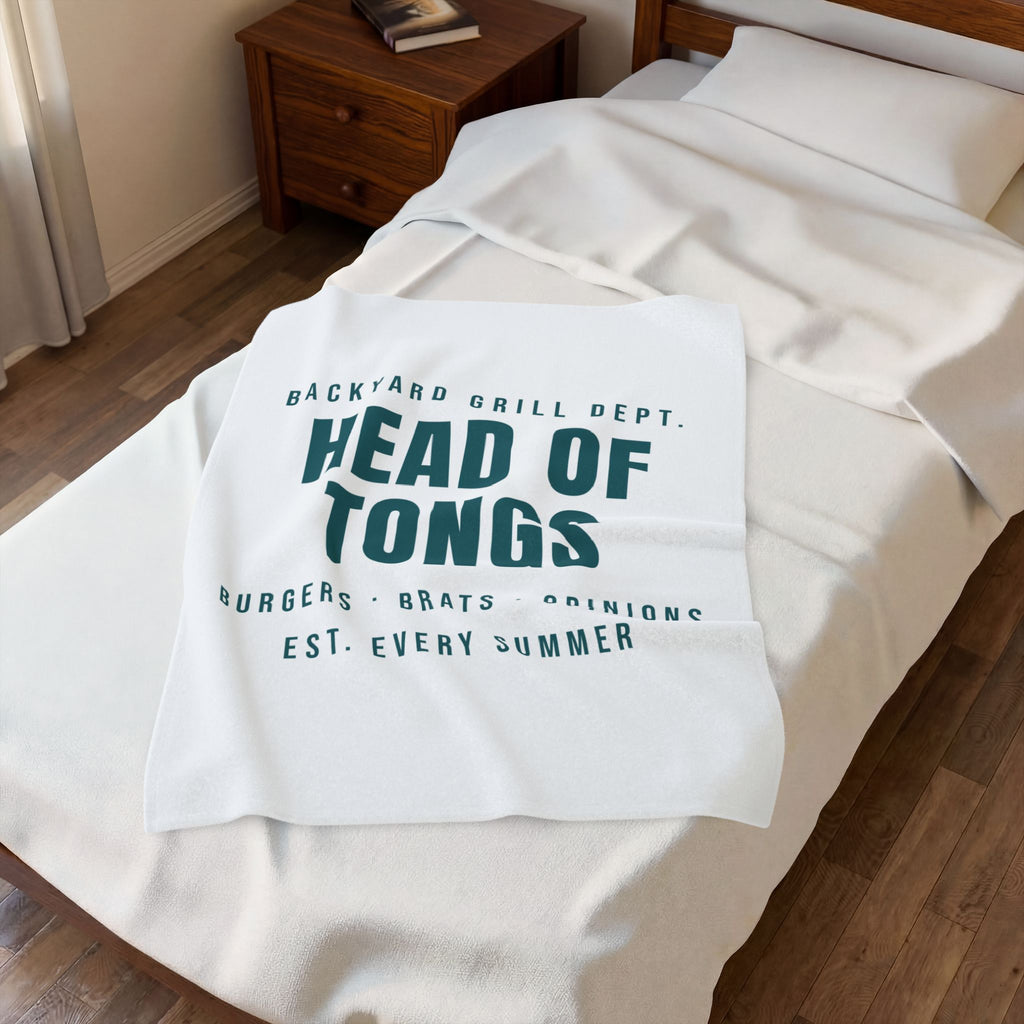 Funny Grill Dad Throw Blanket Head Of Tongs Backyard BBQ