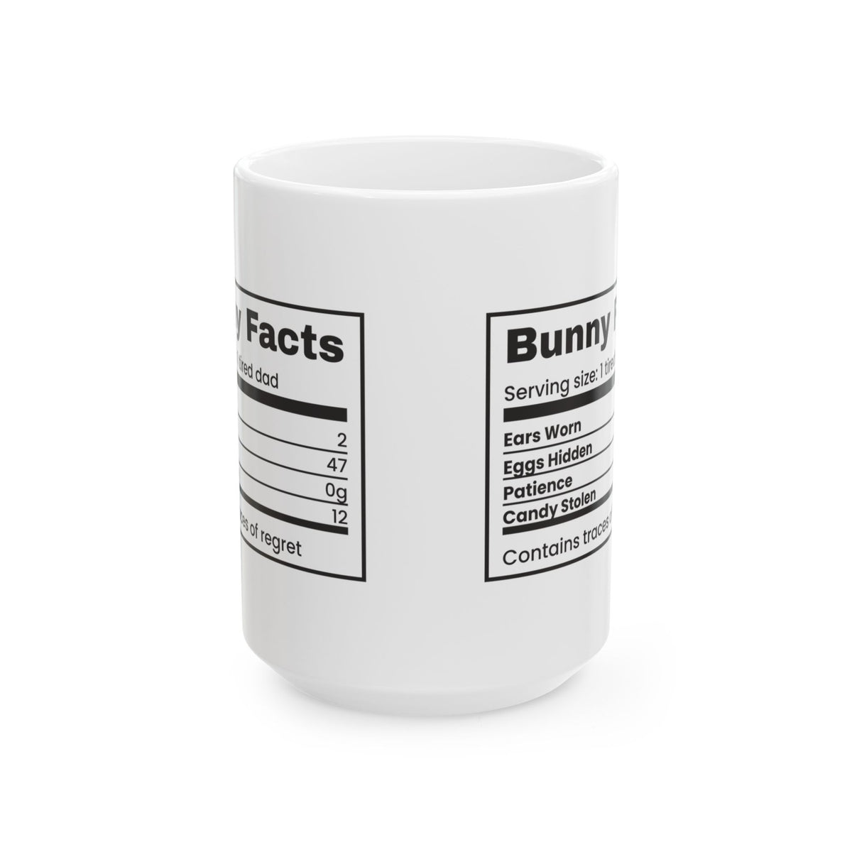 Funny Egg Hunt Coffee Mug Bunny Facts Label For Dad