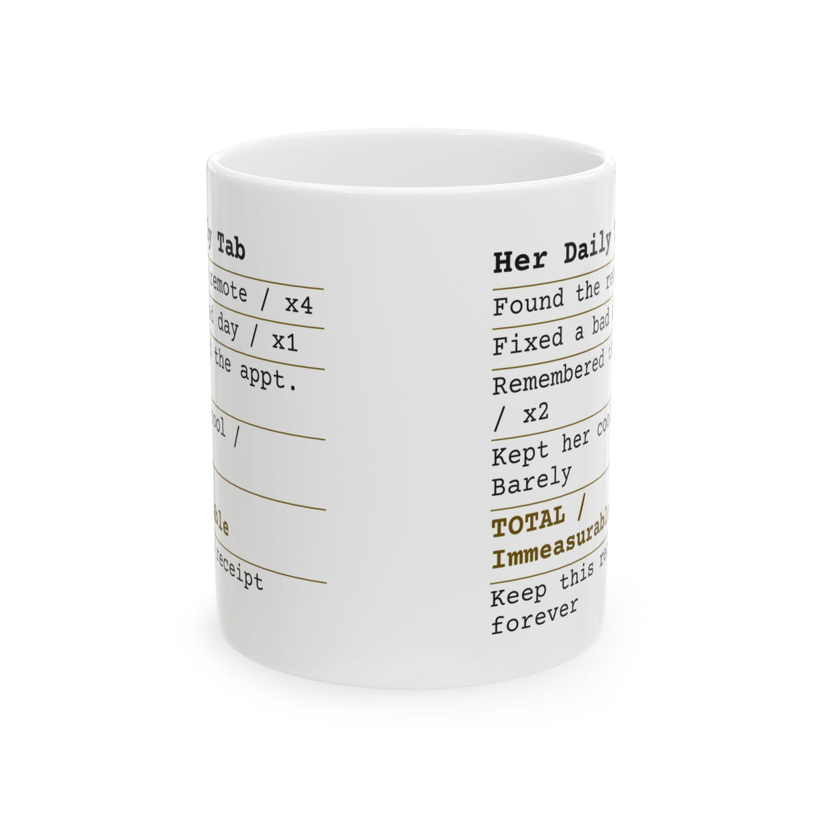 Funny Wife Coffee Mug Her Daily Tab Receipt For Wife