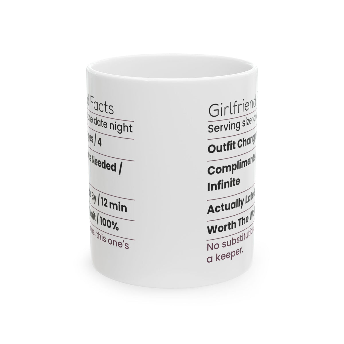 Funny Girlfriend Coffee Mug Nutrition Facts For Girlfriend
