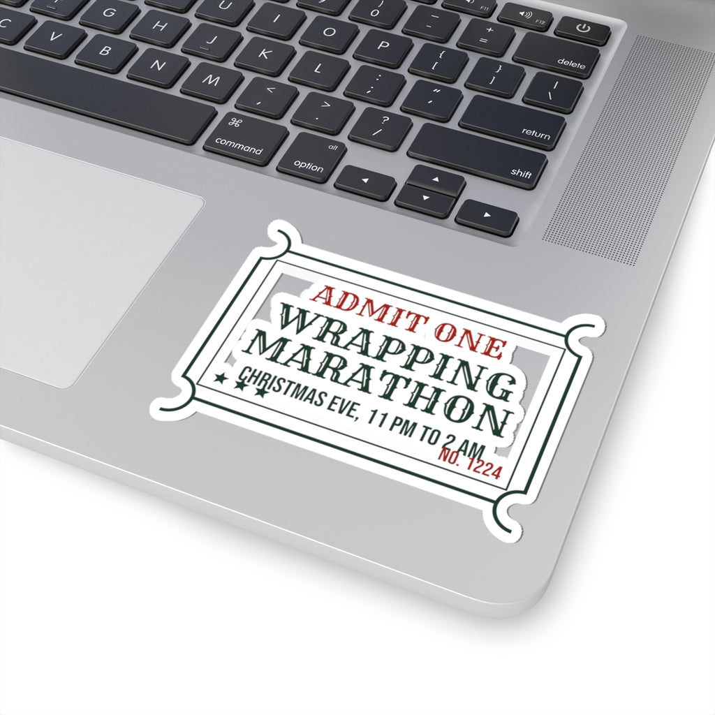 Funny Christmas Sticker Wrapping Marathon Ticket For Mom And Dad