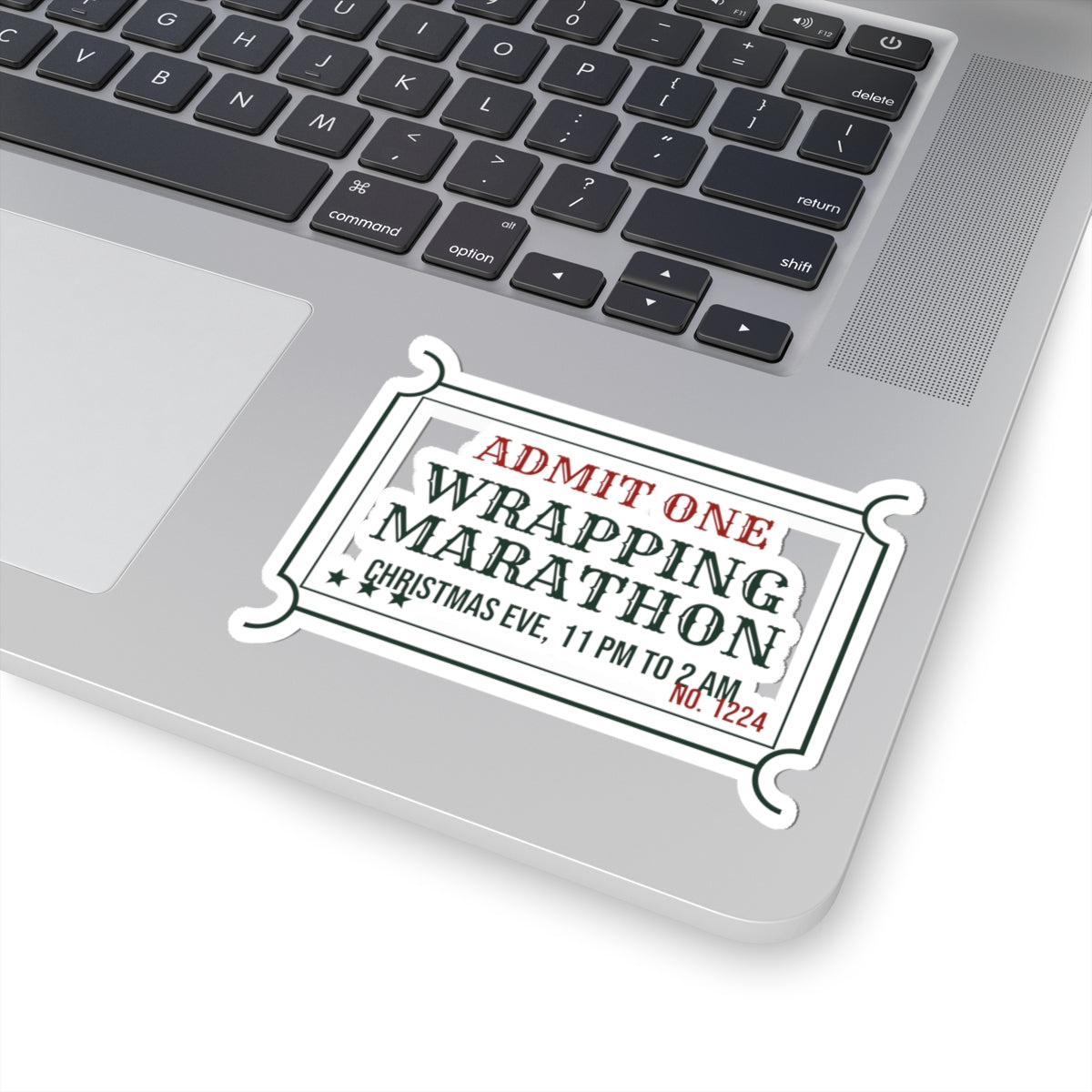 Funny Christmas Sticker Wrapping Marathon Ticket For Mom And Dad
