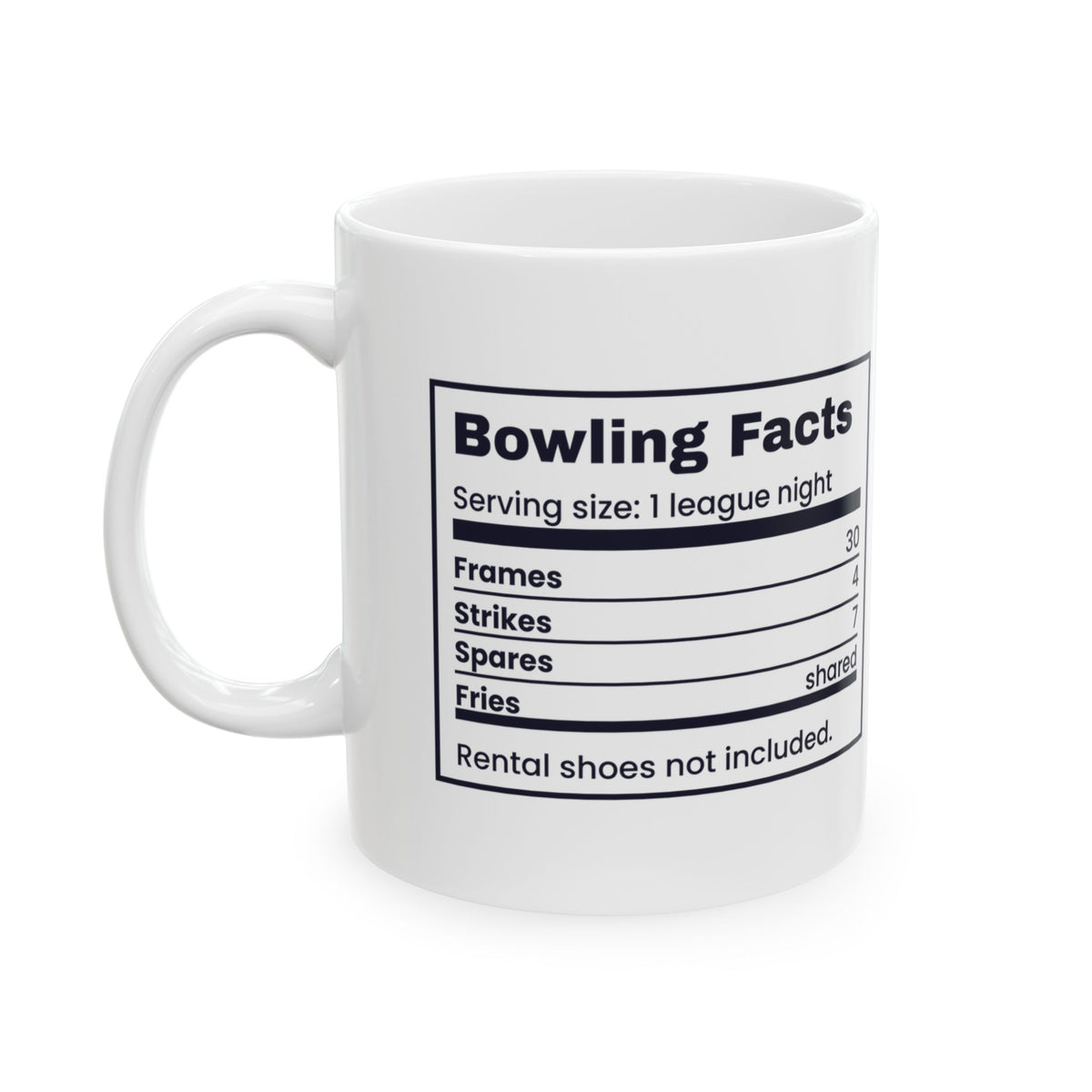 Funny Bowling Coffee Mug Bowling Facts Nutrition Label